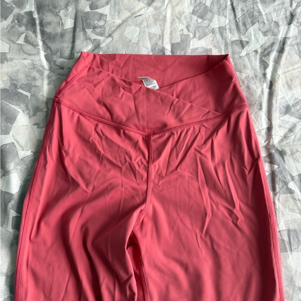 Pink High-Waisted Flare Leggings